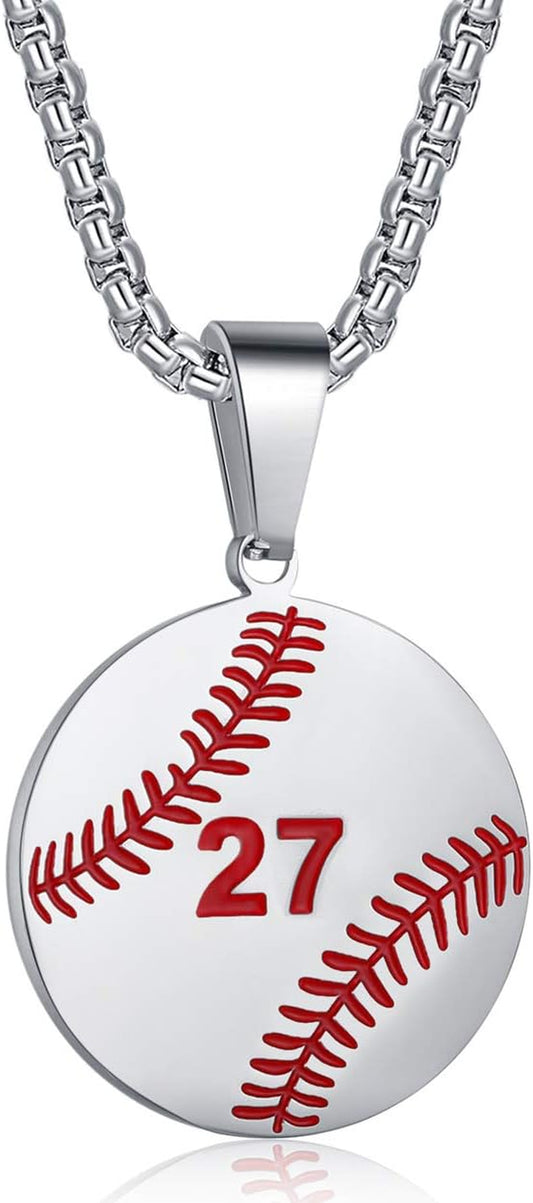 Baseball Athletes Jersey Number 0-99 Cross Pendant Necklace for Boys Girls Women Men 24 Inch (22"+2" Adjustable) Stainless Steel Chain Philippians 4:13 on Back I CAN DO All Things