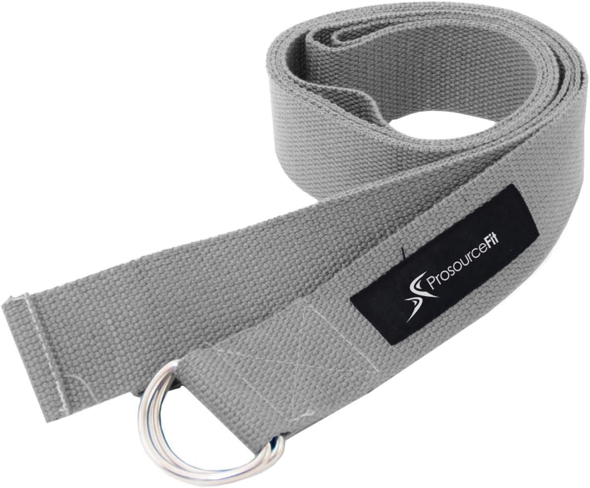 Metal D-Ring Yoga Strap 8’ Durable Cotton for Stretching and Flexibility