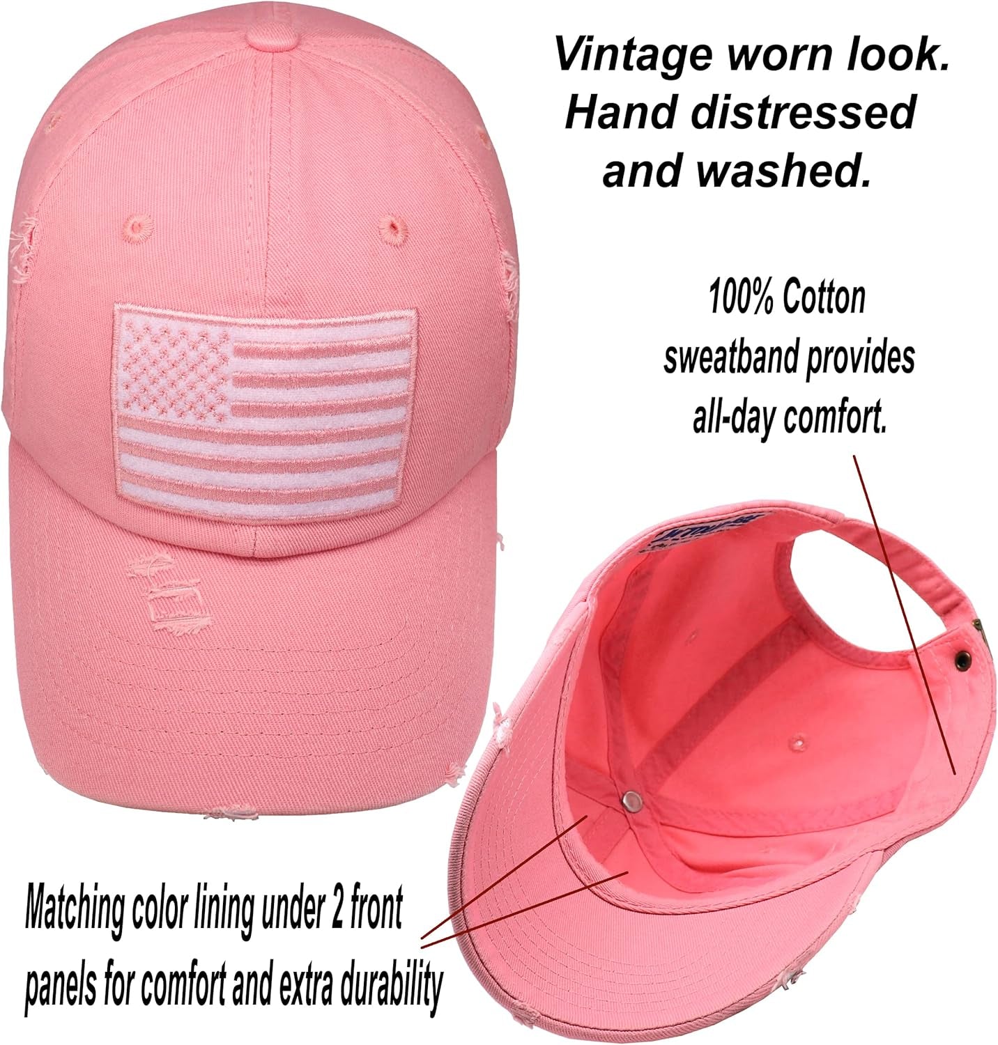 American Flag Unisex Baseball Hat for Men and Women | USA Flag Mesh Snapback Flat Visor Cap + 2 Patriotic Patches