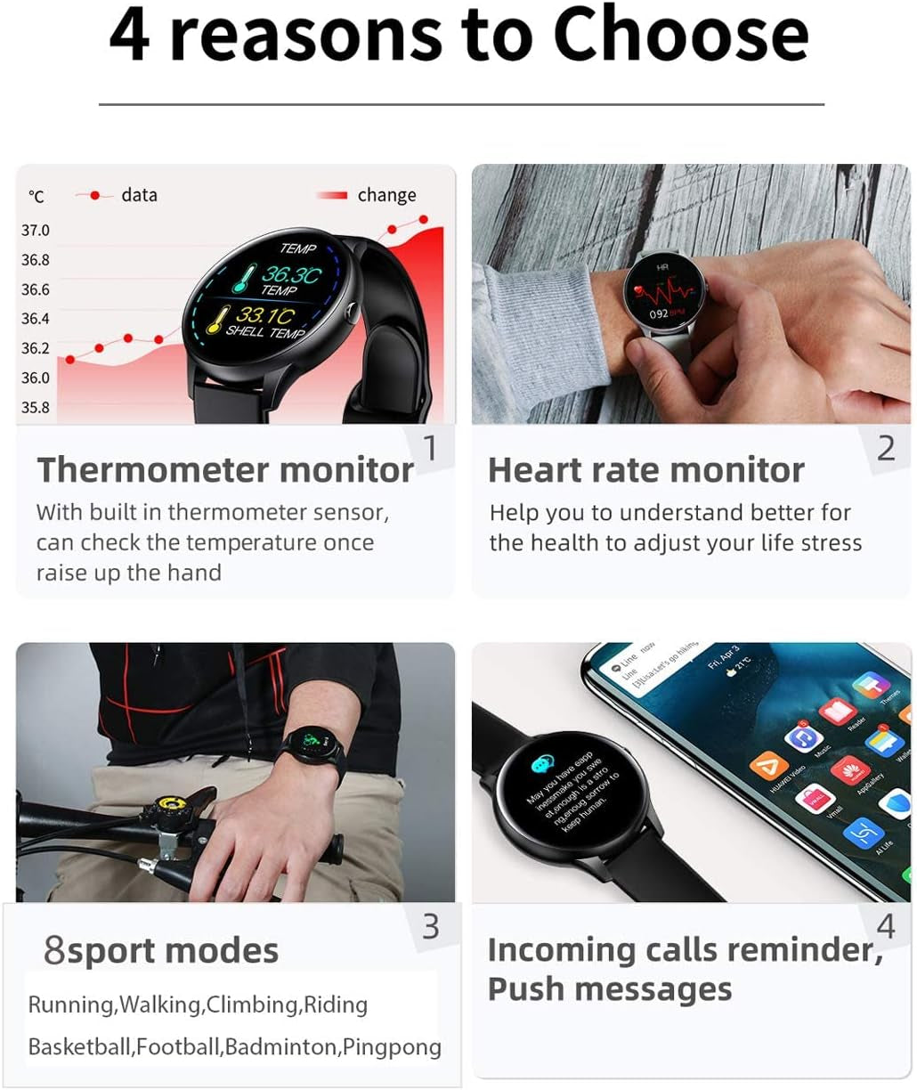 Smart Watches for Women, Sport Fitness Watch with Bluetooth/Heart Rate/Blood Pressure/Spo2/Sleeping Tracker/Pedometer/Multiple Sport Modes, Waterproof Fashion Smart Watch Sync with Google Fit App