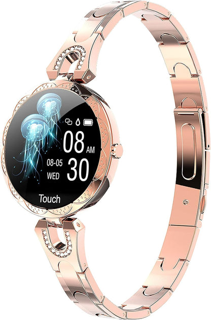 Women Smart Watch for Android Ios Phone Fitness Tracker Heart Rate Monitor Waterproof Activity Tracker Pedometer Step Calories Counter Sleep Tracker Exercise Sport Luxury Fashion Lady Smartwatch
