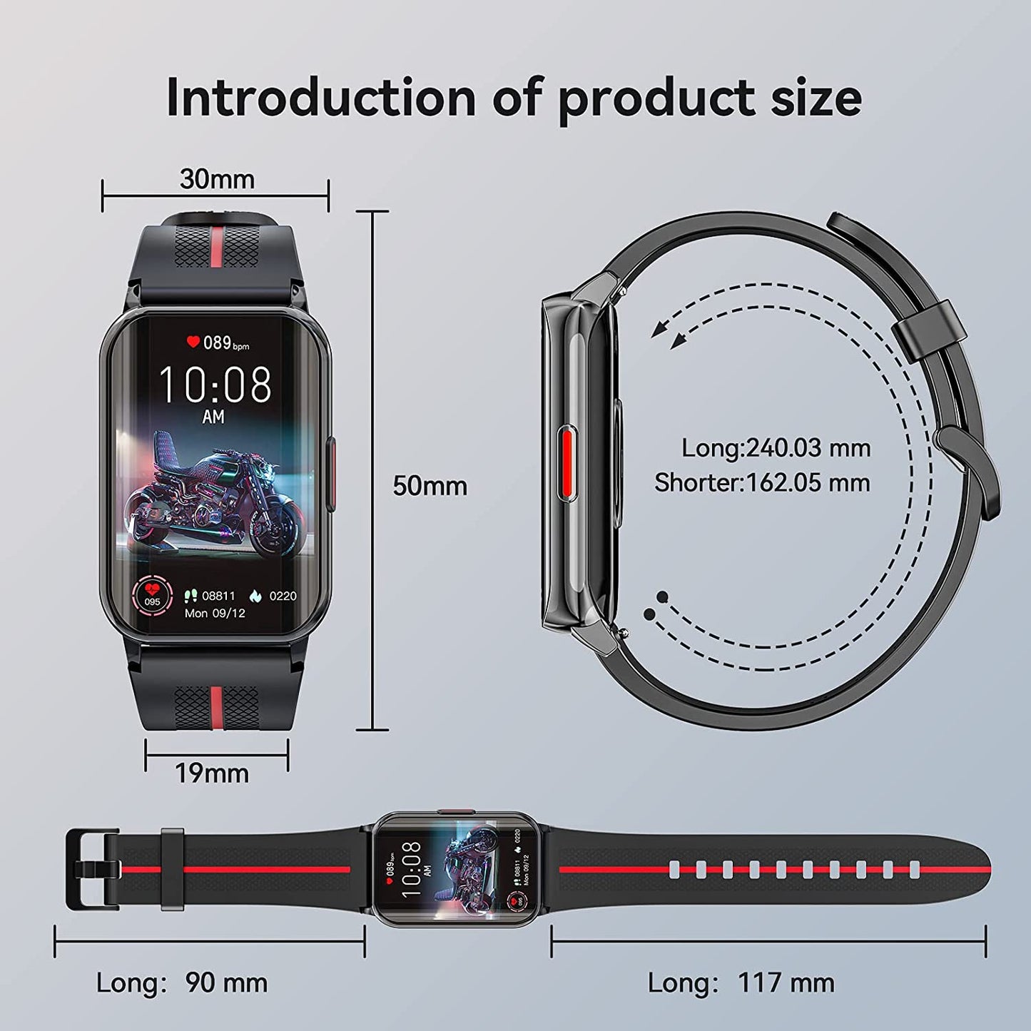 Smart Watch for Android Ios Phones,1.57 Inch Full Touch Screen Fitness Tracker with Heart Rate & Blood Oxygen Monitoring IP68 Waterproof Smart Watches for Men Women (Black)
