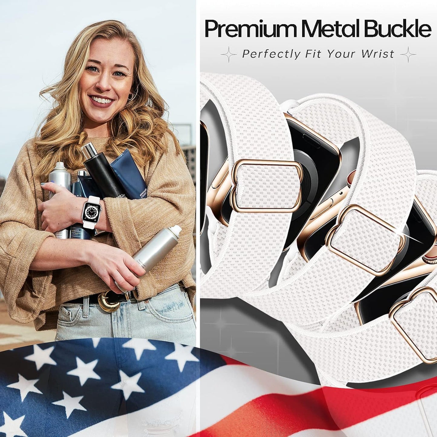 Stretchy Nylon Band Compatible with Apple Watch Band for Iwatch Series 7/6/5/4/3/2/1/SE, Adjustable Sport Solo Loop Elastic Strap for Women Men, 38Mm/40Mm/41Mm, White