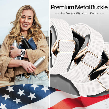 Stretchy Nylon Band Compatible with Apple Watch Band for Iwatch Series 7/6/5/4/3/2/1/SE, Adjustable Sport Solo Loop Elastic Strap for Women Men, 38Mm/40Mm/41Mm, White