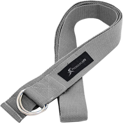 Metal D-Ring Yoga Strap 8’ Durable Cotton for Stretching and Flexibility