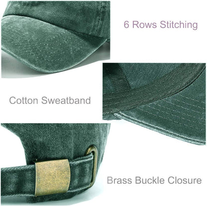 Unisex Washed Dyed Cotton Adjustable Solid Baseball Cap