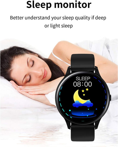 Smart Watches for Women, Sport Fitness Watch with Bluetooth/Heart Rate/Blood Pressure/Spo2/Sleeping Tracker/Pedometer/Multiple Sport Modes, Waterproof Fashion Smart Watch Sync with Google Fit App