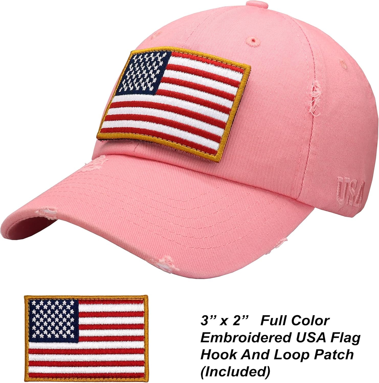 American Flag Unisex Baseball Hat for Men and Women | USA Flag Mesh Snapback Flat Visor Cap + 2 Patriotic Patches