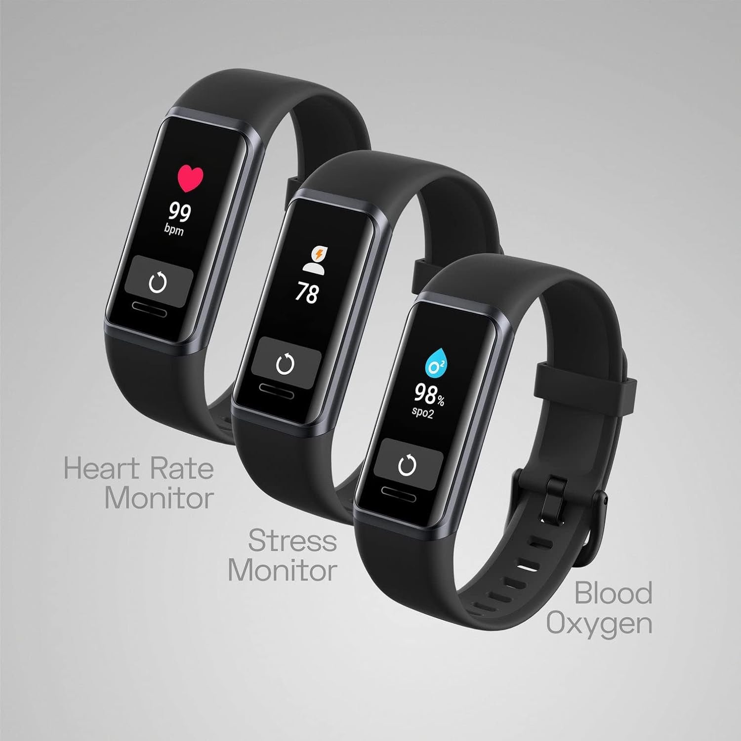 CT1 Series 2 Fitness Tracker with Alexa Built-In, Heart Rate, Stress and Blood Oxygen Monitor, 14 Sports Modes Tracking, Calorie and Step Counting, Sleep Tracker, Waterproof
