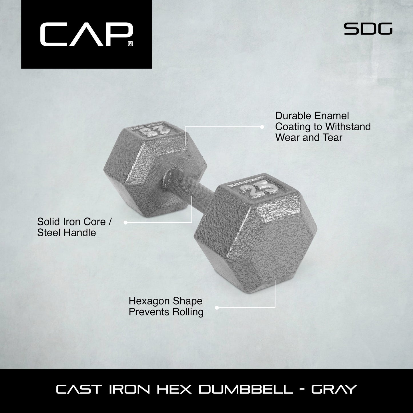 Barbell 1Lb Cast Iron Hex Dumbbell, Single