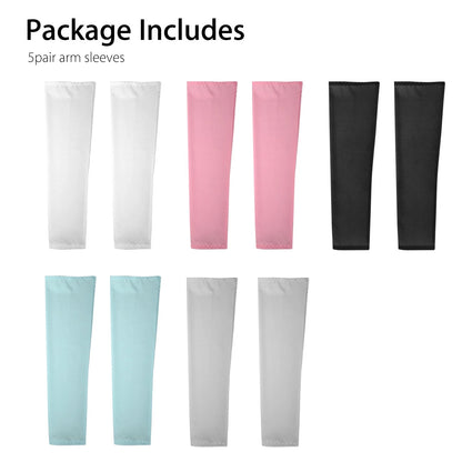Cooling Athletic Arm Sleeves UV Protection Breathable, Yarn, 5 Pairs