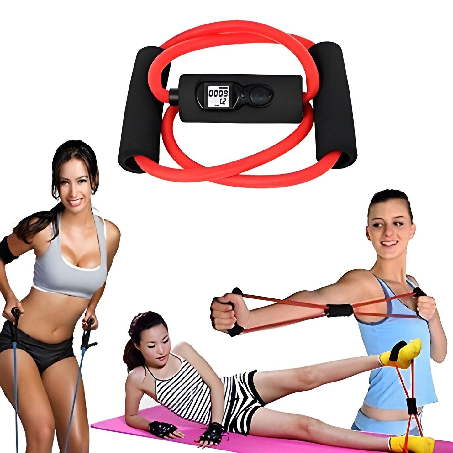 Figure 8 Yoga Resistance Band Tubing Body Workout Muscle Exercise Bowtie Pilate