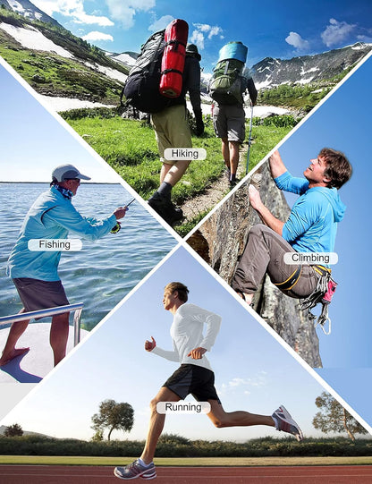 UPF 50+ Fishing Shirts for Men, Long Sleeve UV Sun Protection Hoodie, Outdoor Hiking Running Swimming Rash Guard