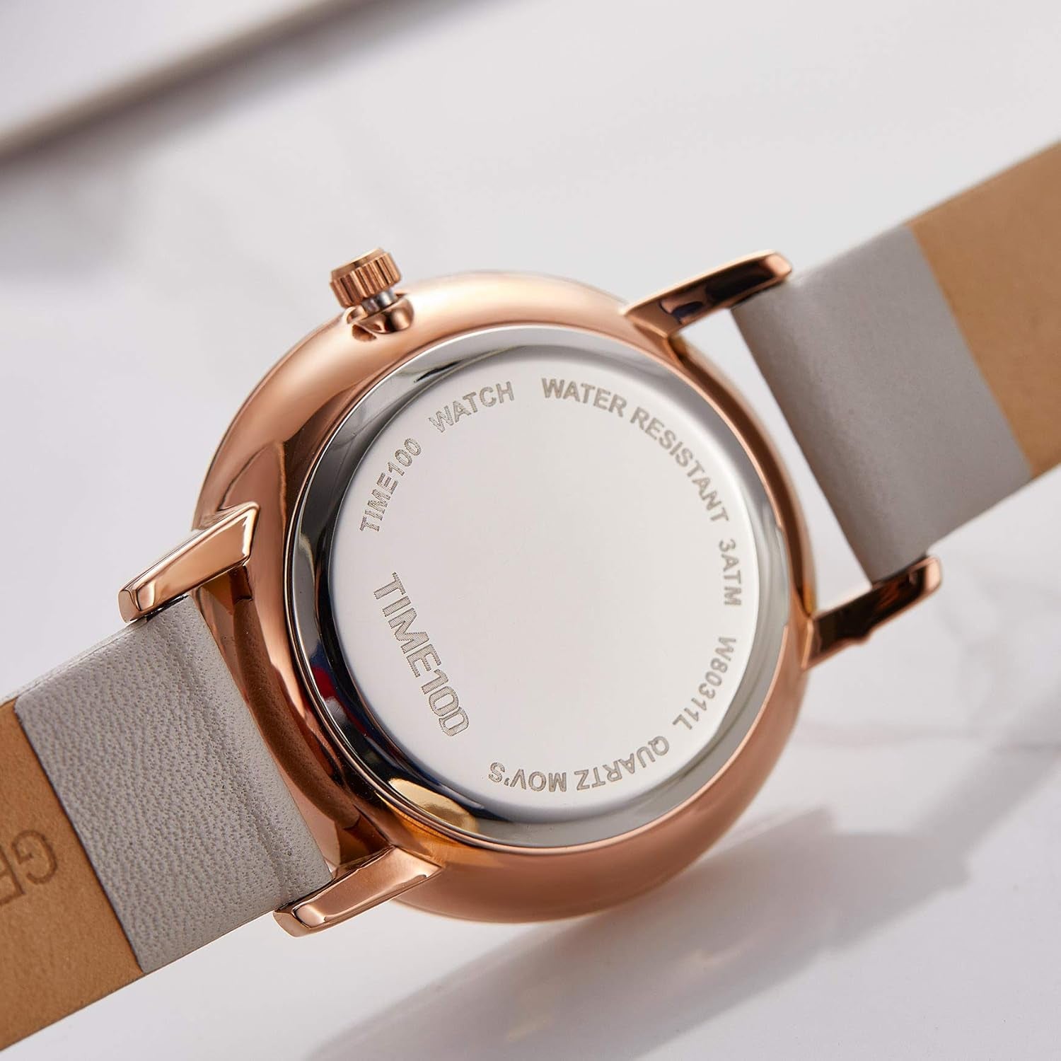 Women'S Watches with Stainless Steel Square round Dial Quartz Watch with Satin Genuine Leather Strap Elegant Minimalist Waterproof