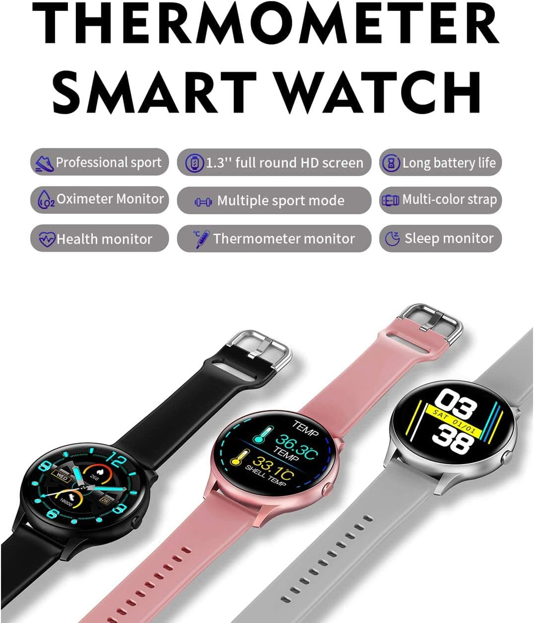 Smart Watches for Women, Sport Fitness Watch with Bluetooth/Heart Rate/Blood Pressure/Spo2/Sleeping Tracker/Pedometer/Multiple Sport Modes, Waterproof Fashion Smart Watch Sync with Google Fit App