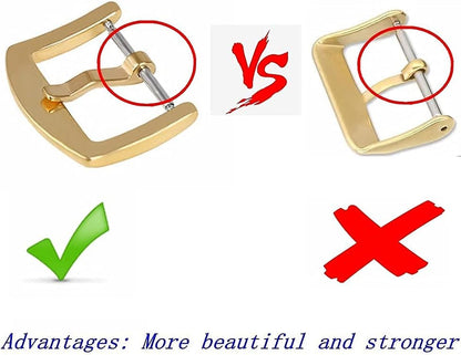 304 Stainless Steel Watch Buckle Clasp with Rubber Silicone Watch Band Loops Replacement for Watch Bands Strap - 18Mm 20Mm 22Mm 24Mm (Silver/Gold) Watch Band Buckle Rubber Silicone Watch Band Loops
