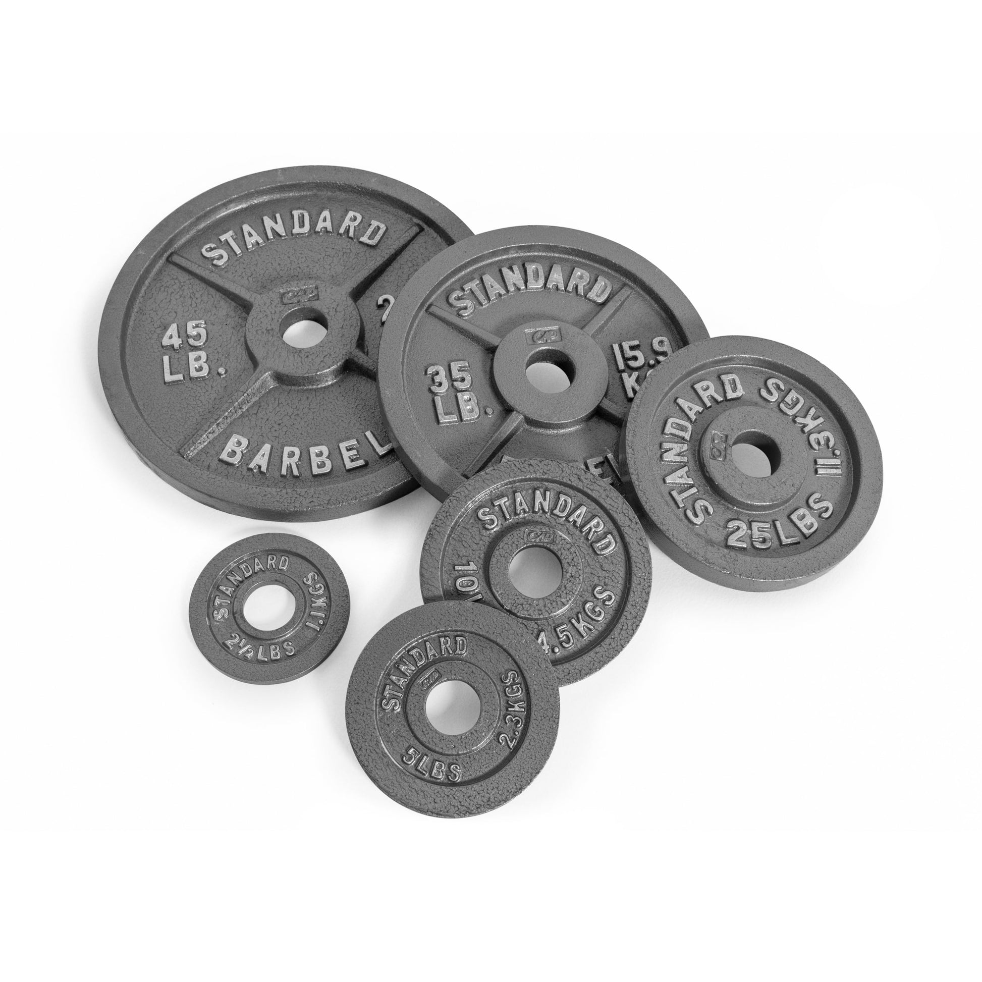 Barbell Gray Olympic Cast Iron Weight Plate, 2.5-100 Lb, Singles