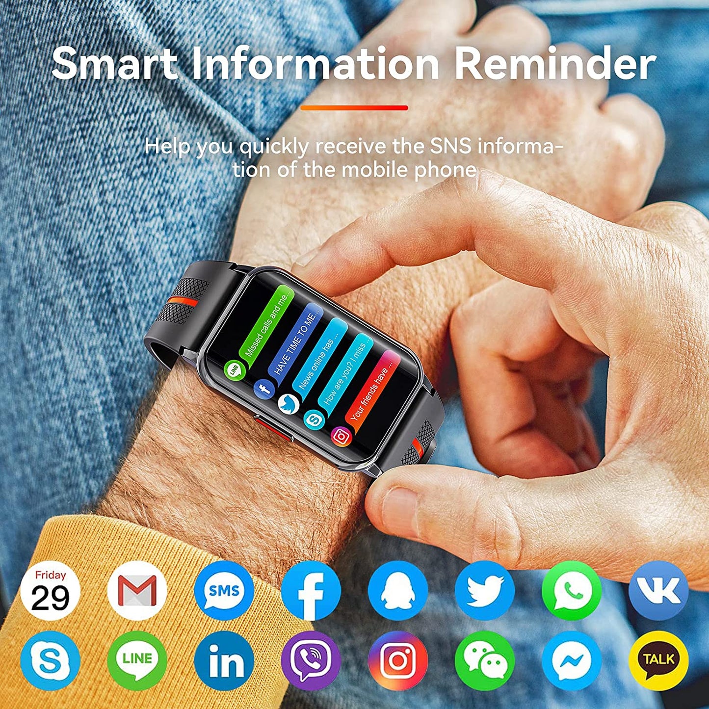 Smart Watch for Android Ios Phones,1.57 Inch Full Touch Screen Fitness Tracker with Heart Rate & Blood Oxygen Monitoring IP68 Waterproof Smart Watches for Men Women (Black)
