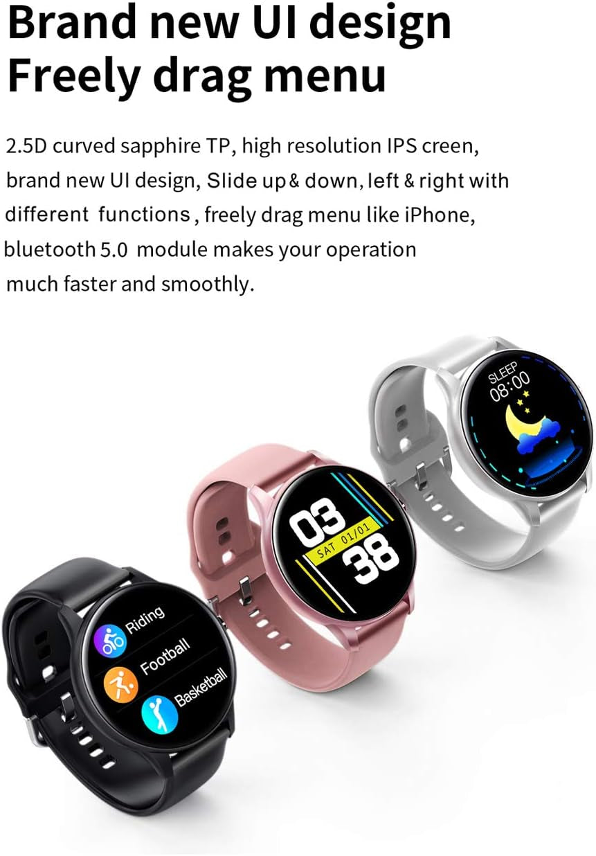 Smart Watches for Women, Sport Fitness Watch with Bluetooth/Heart Rate/Blood Pressure/Spo2/Sleeping Tracker/Pedometer/Multiple Sport Modes, Waterproof Fashion Smart Watch Sync with Google Fit App