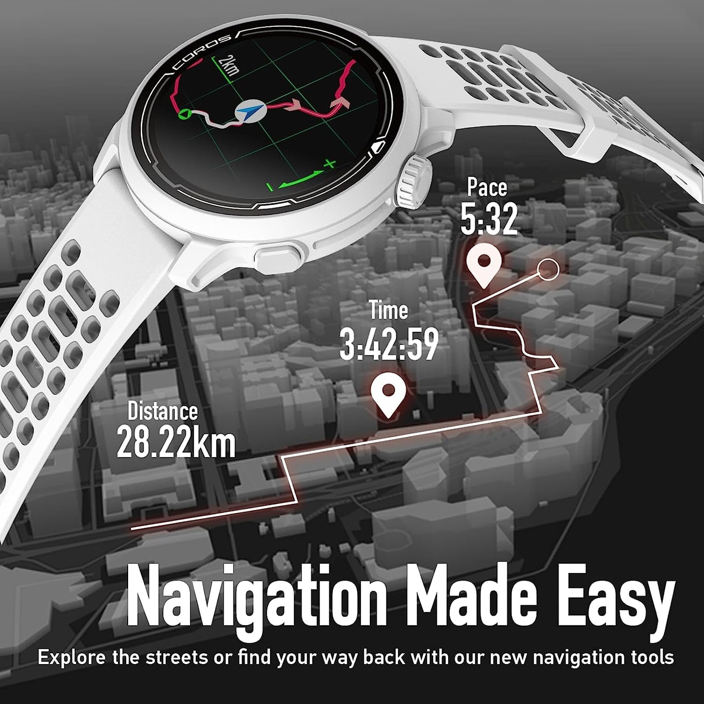 PACE 2 Sport Watch GPS Heart Rate Monitor, 20 Days Long Battery Life, Barometer, Lightweight, Strava, Training Plan, Navigation, Sleep Track, Swim, Bike, Run, Strength, Treadmill (Navy Nylon)