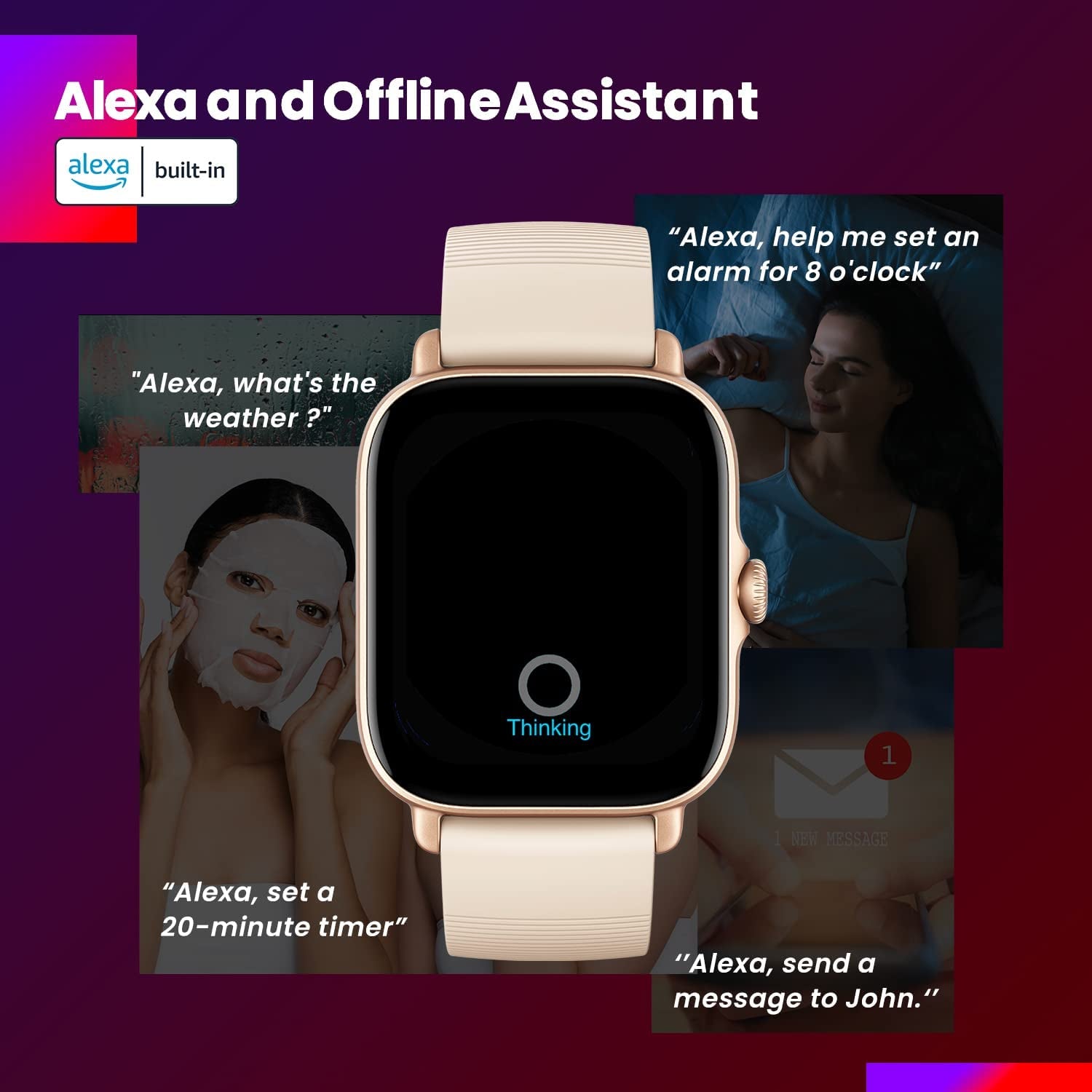 GTS 3 Smart Watch 42Mm for Android Iphone, Alexa Built-In, GPS, 12-Day Battery Life, Fitness Sports Watch with 150 Sports Modes, AMOLED Display, Sleep Heart Rate Health Tracker, Rosa