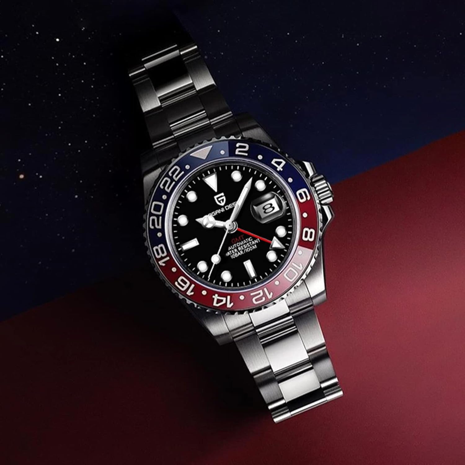 Pagani Design Men'S Watches GMT Automatic Watch for Men Sapphire Glass Fashion Business Stainless Steel 100M Waterproof Men'S Wrist Watches PD-1662