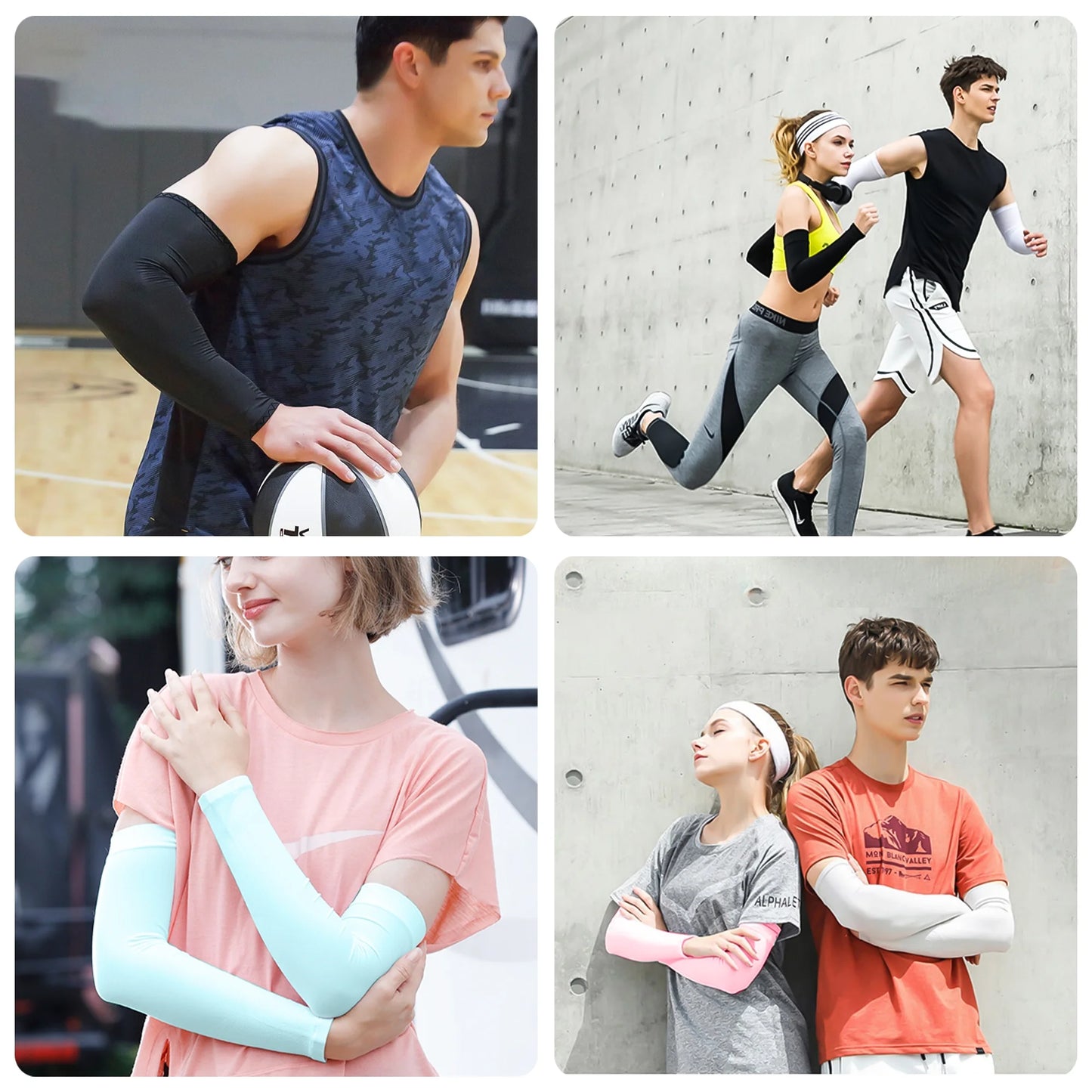 Cooling Athletic Arm Sleeves UV Protection Breathable, Yarn, 5 Pairs