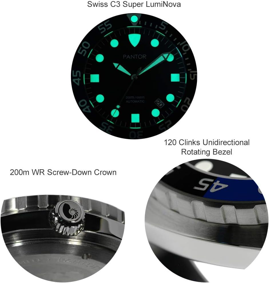Dive Watch - 200M Automatic Watches for Men with Rubber Strap_Nautilus Diver Watches