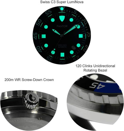 Dive Watch - 200M Automatic Watches for Men with Rubber Strap_Nautilus Diver Watches
