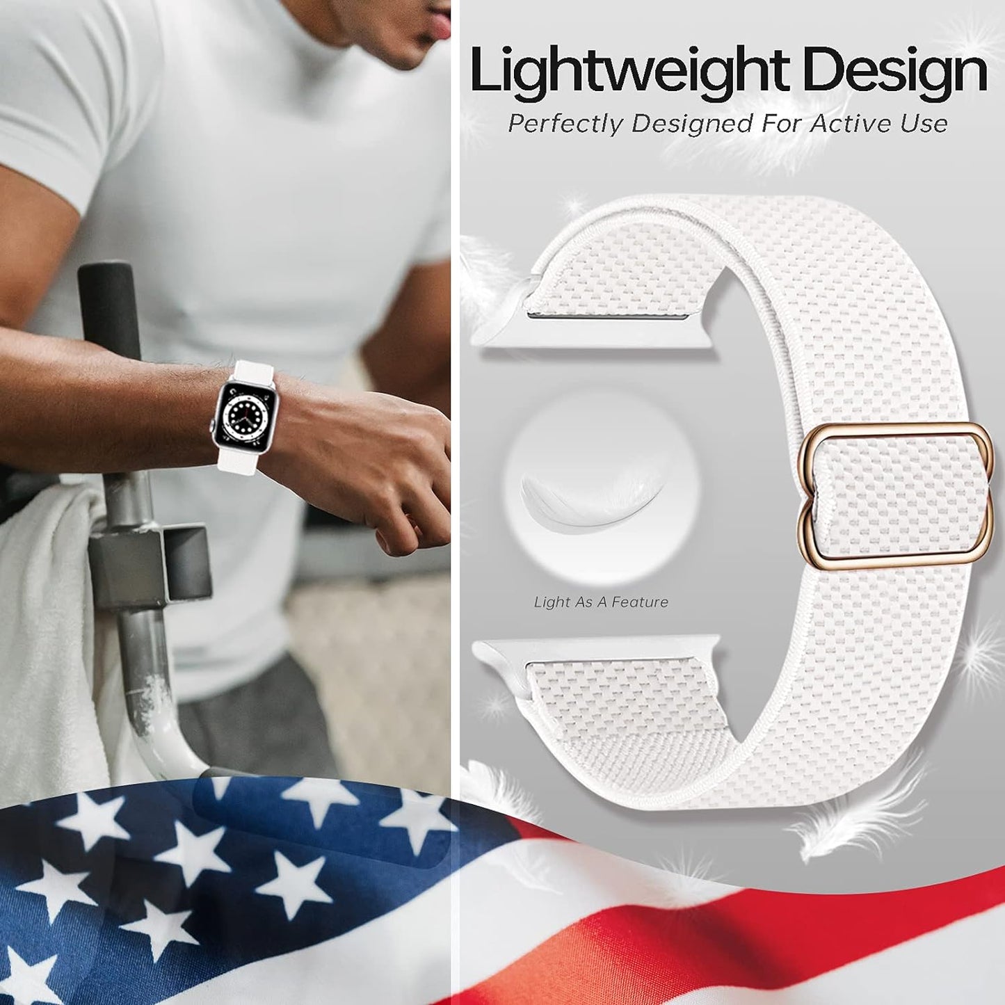 Stretchy Nylon Band Compatible with Apple Watch Band for Iwatch Series 7/6/5/4/3/2/1/SE, Adjustable Sport Solo Loop Elastic Strap for Women Men, 38Mm/40Mm/41Mm, White
