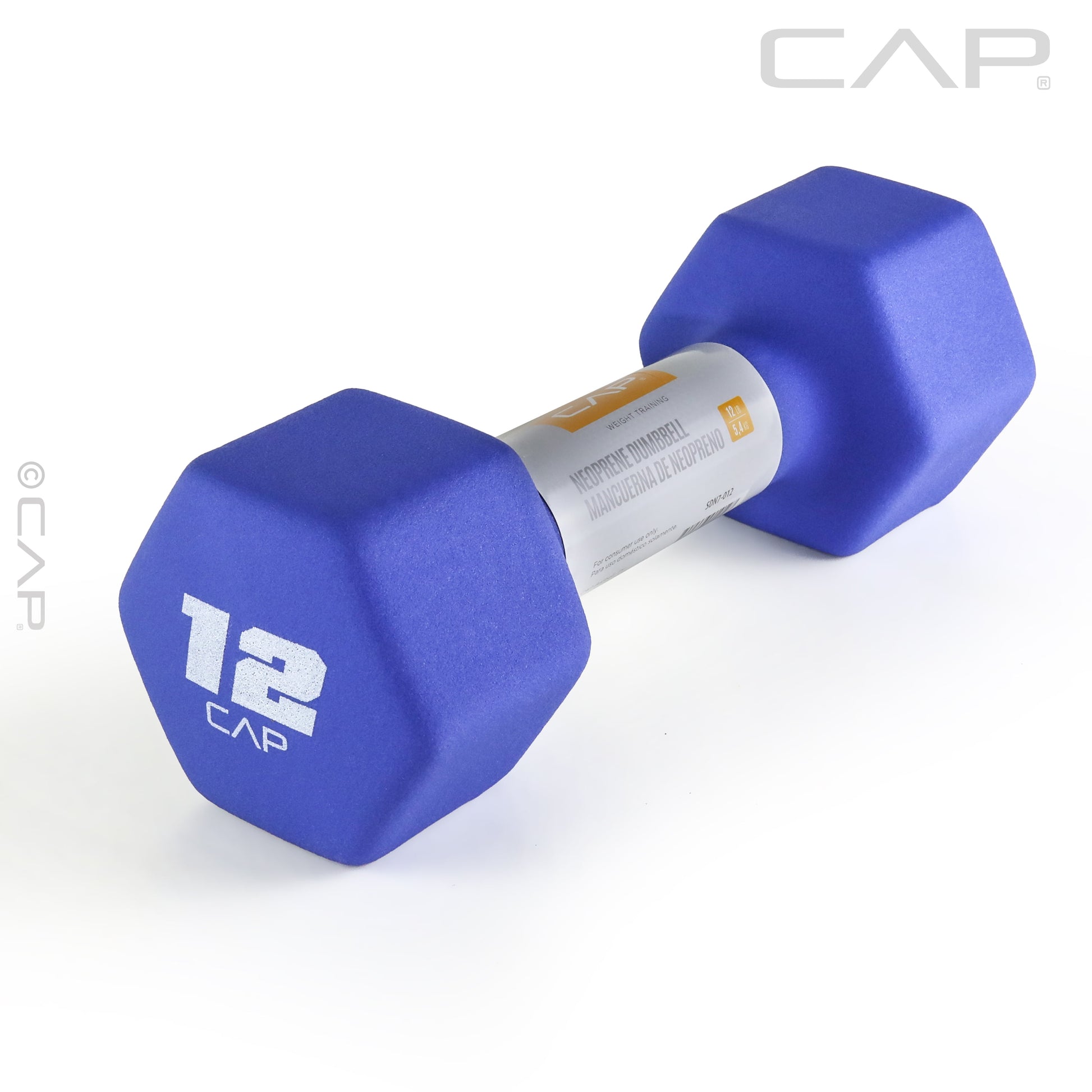 , 12Lb Neoprene Dumbbell, Blue, Single