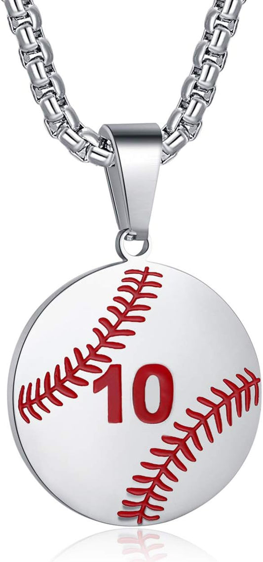 Baseball Athletes Jersey Number 0-99 Cross Pendant Necklace for Boys Girls Women Men 24 Inch (22"+2" Adjustable) Stainless Steel Chain Philippians 4:13 on Back I CAN DO All Things