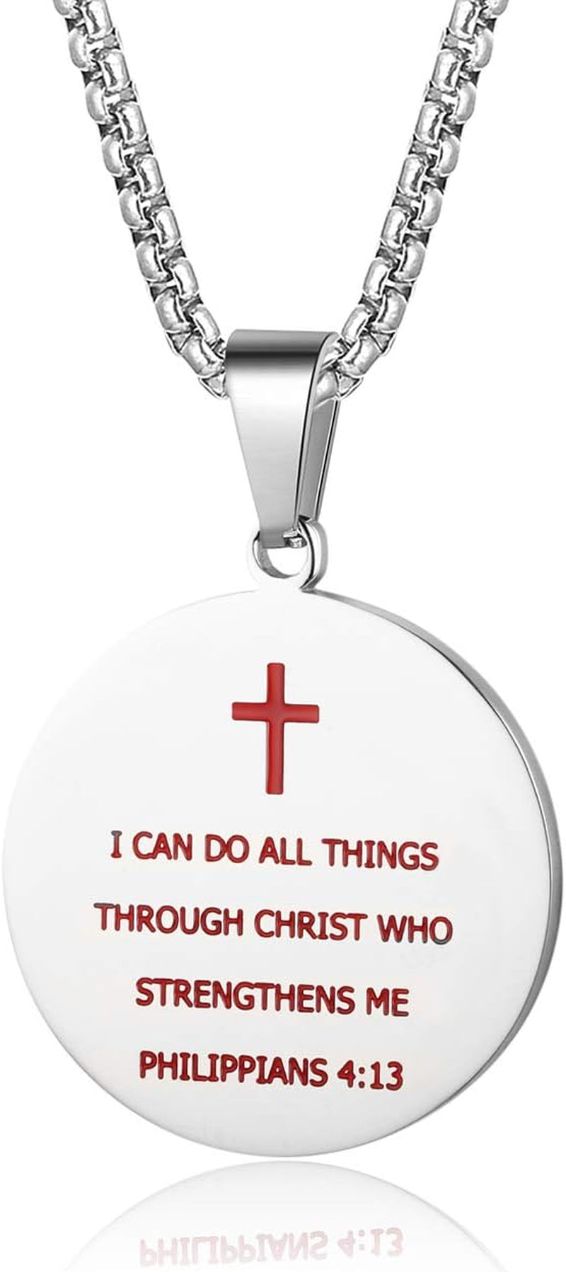 Baseball Athletes Jersey Number 0-99 Cross Pendant Necklace for Boys Girls Women Men 24 Inch (22"+2" Adjustable) Stainless Steel Chain Philippians 4:13 on Back I CAN DO All Things