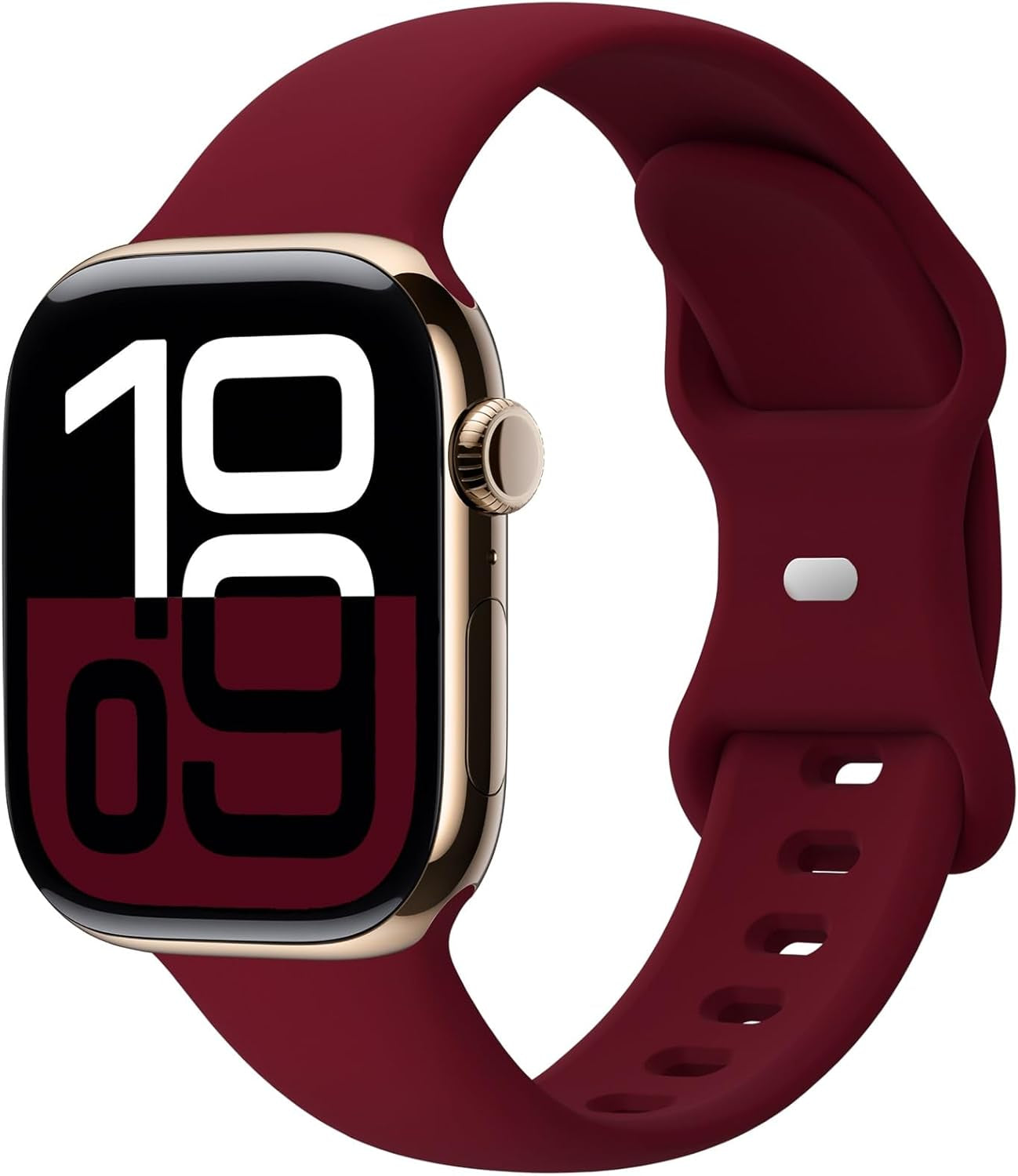Sport Band Compatible with Apple Watch 38Mm 40Mm 41Mm 42Mm 44Mm 45Mm 46Mm 49Mm, Soft Silicone Replacement Strap Wristbands for Iwatch Series 10/9/8/7/6/5/4/3/2/1 Ultra SE Women Men, Wine Red